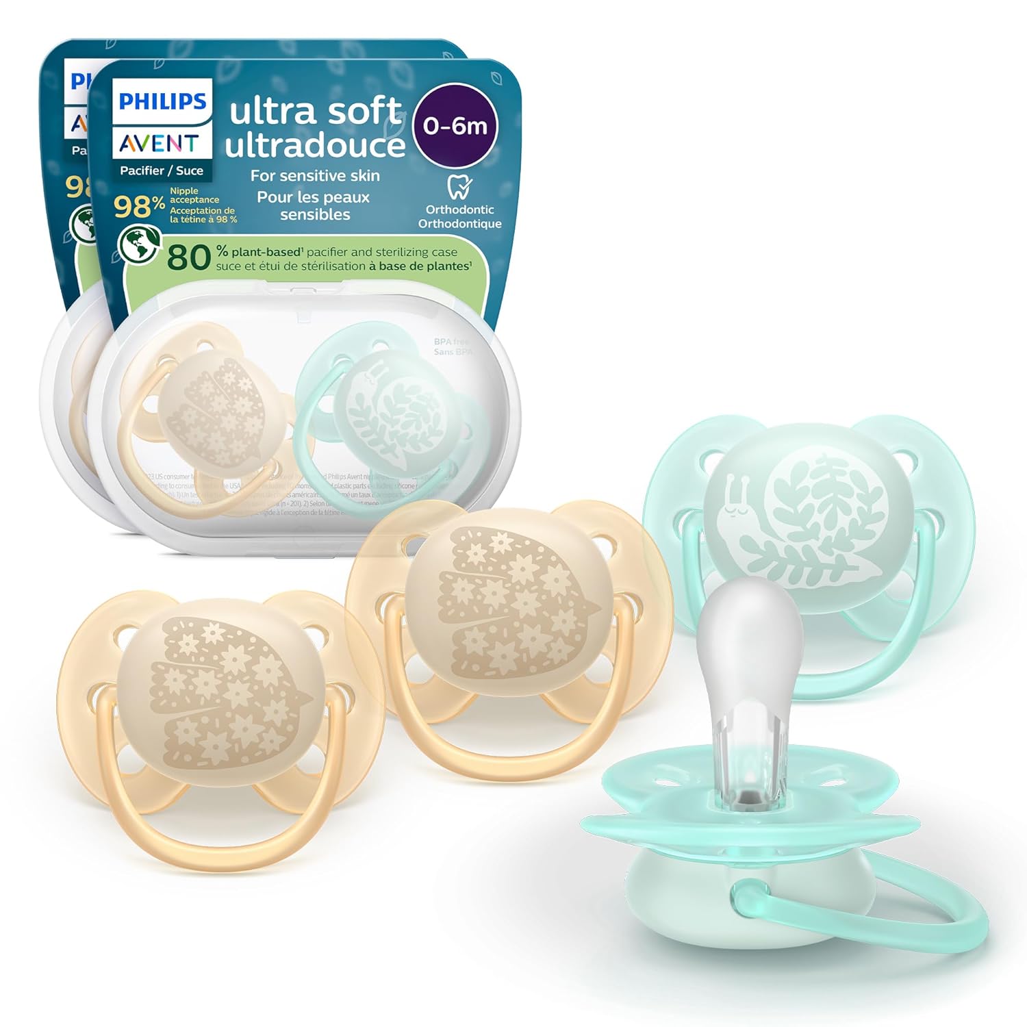 Philips Avent Ultra Soft Orthodontic Pacifier 0‑6 Months 4‑Pack